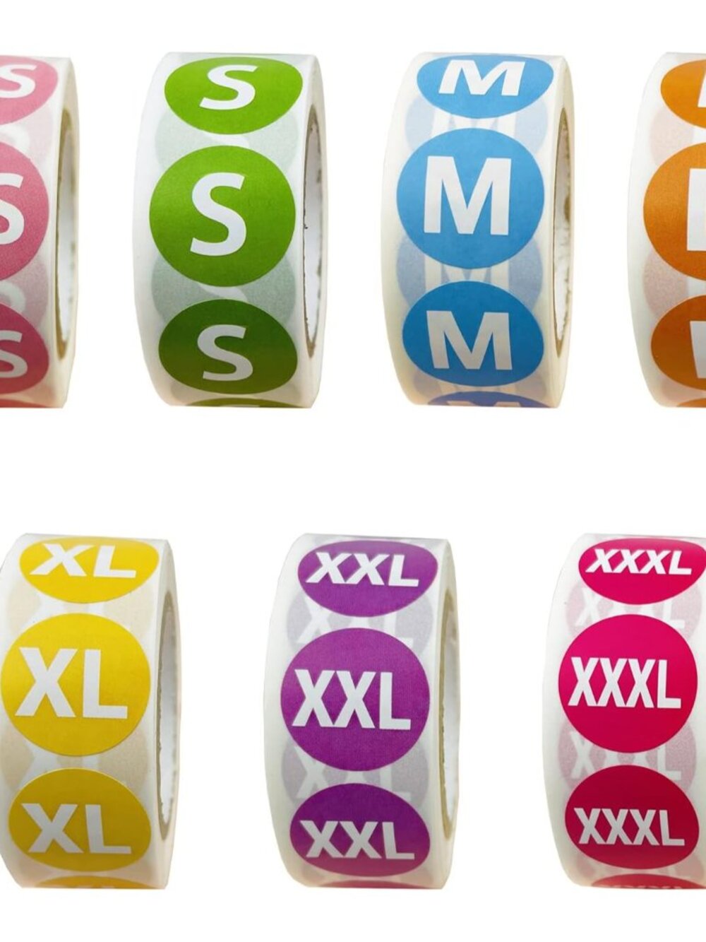 3500 PCS Clothing Size Stickers Labels 7/8" Colorful Coded Round Self Adhesive S